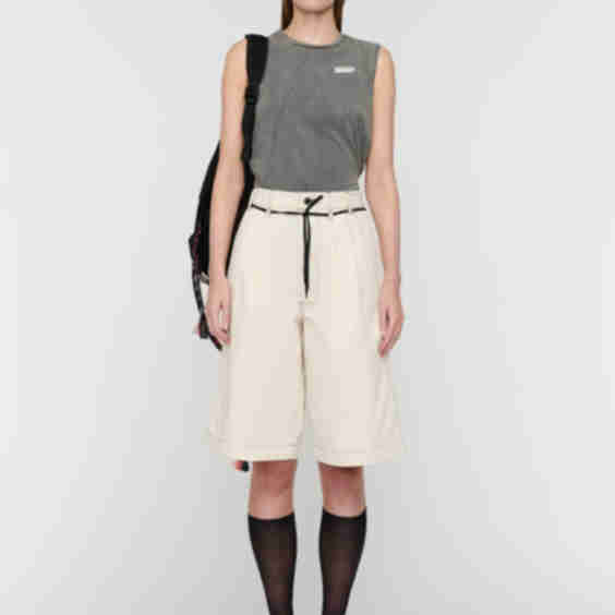Pleated Shorts Poly Cotton Twill