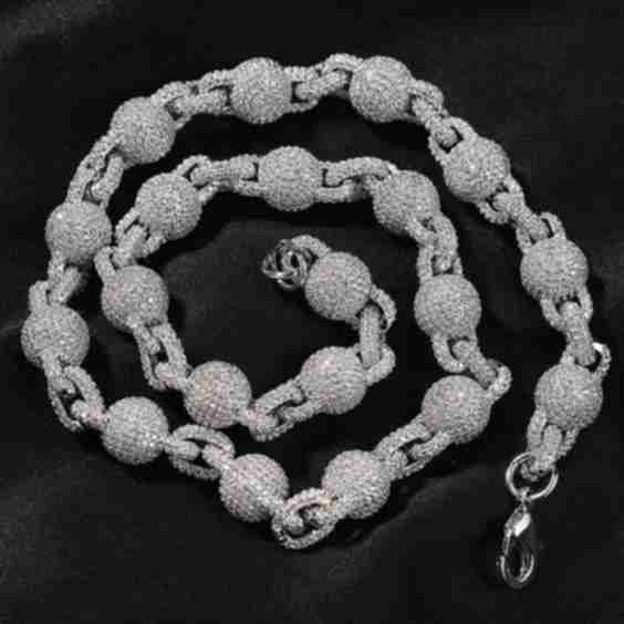 10mm Micro Paved Iced Out Beads Chain Necklace