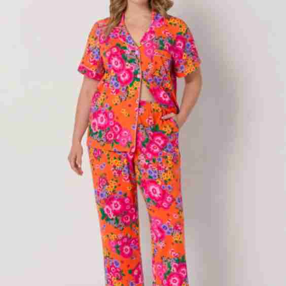 Ravello Blooms Short Sleeve Classic Stretch Jersey Cropped Pj Set