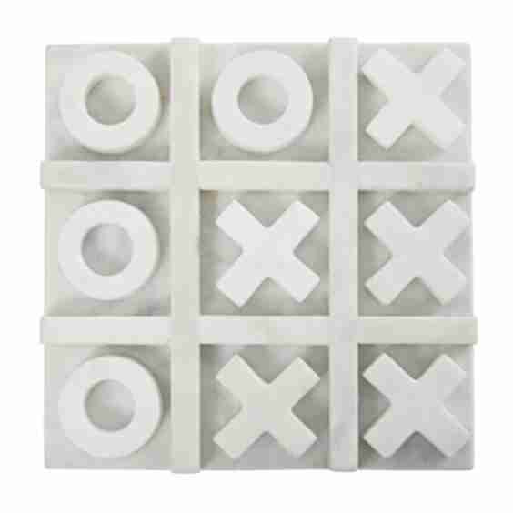 Marble Tic Tac Toe Home Decor Game Set, 9" x 9" x 1" 