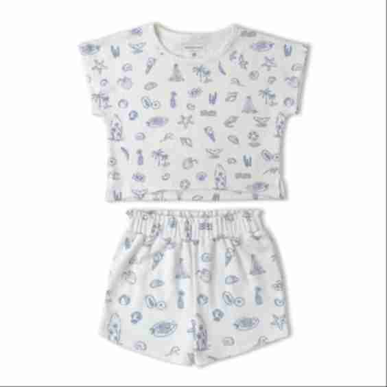 Organic Drop Shoulder Tee Shorts Set Coastal