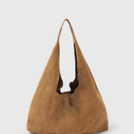 Camel Suede Hobo Bag