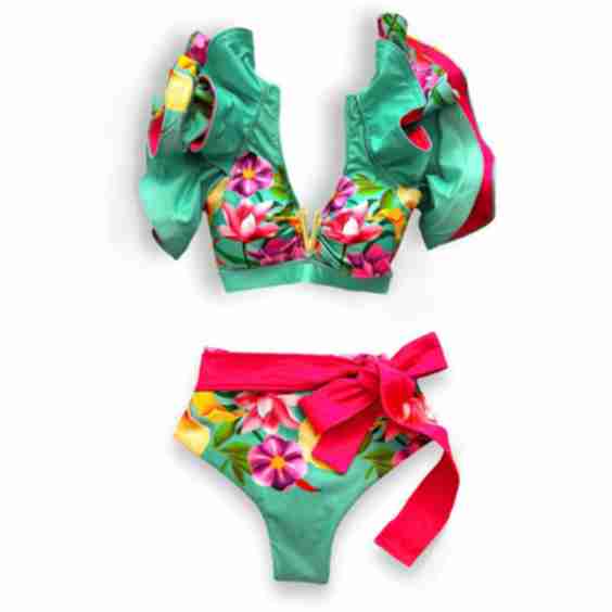 Push-Up Padded Ruffles Belted Bandage Bikini Set