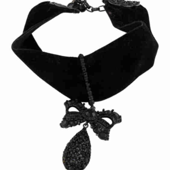 Crystal Fabric Pendant Choker Necklace