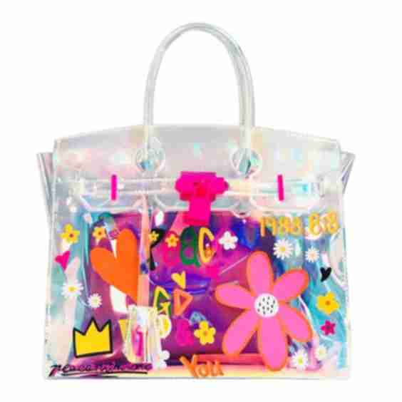 Large Floral Holographic Satchel Handbags Shoulder Purse