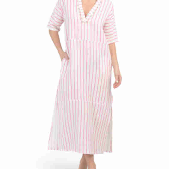 Maxi Swim Cover-Up Dress with Shell Details
