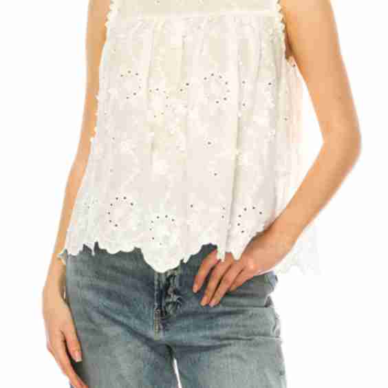 Floral Embroidery Cotton Top