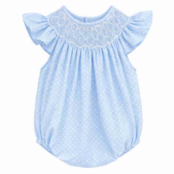 Pearl Smocked Polka Dot Bubble