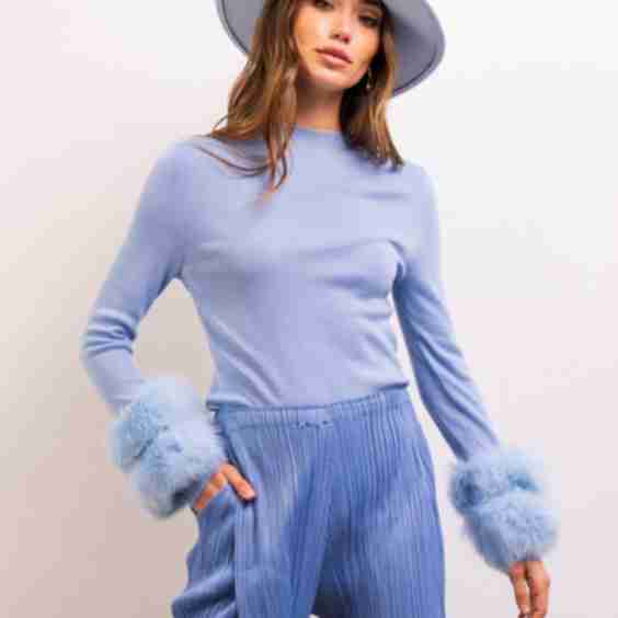 Samara Removable Fur Cuff Wool Sweater 