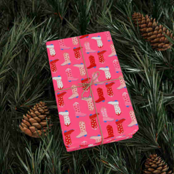 Love Struck Cowboy Boots Wrapping Paper 