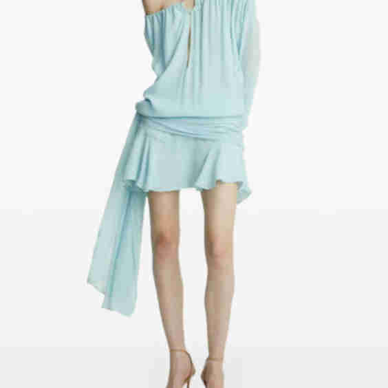 Ring-Detail Draped Mini Dress