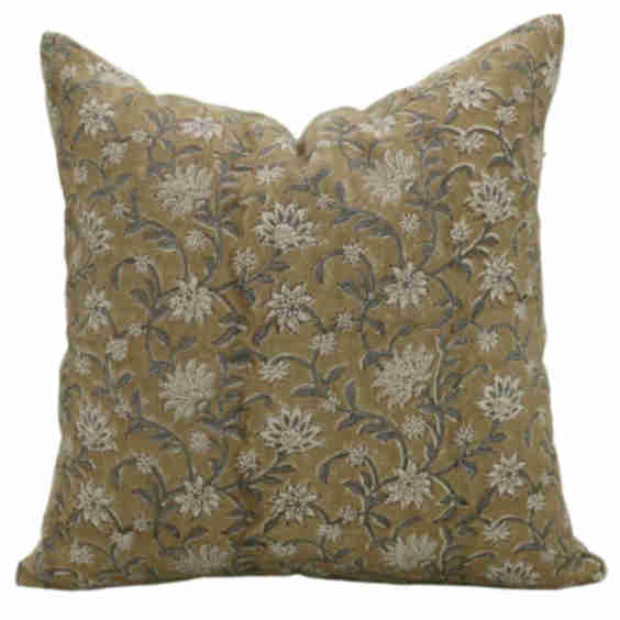 Handmade Linen Block Print Cushion Cover 