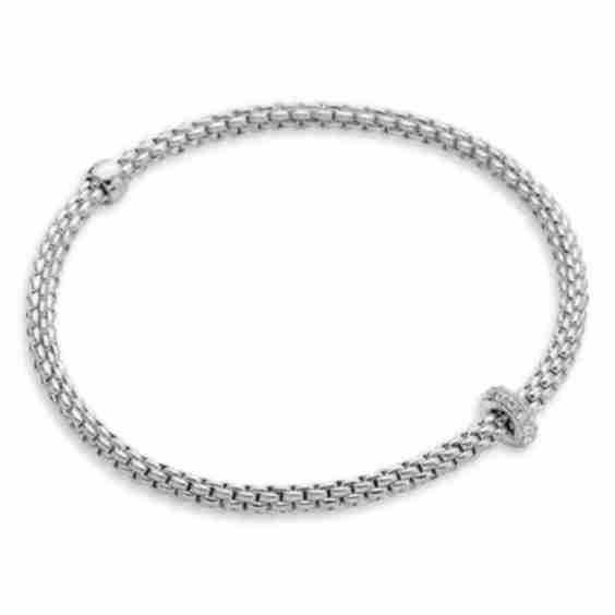 18K Gold Eka Prima Diamond Rondelle Woven Link Flex Bracelet