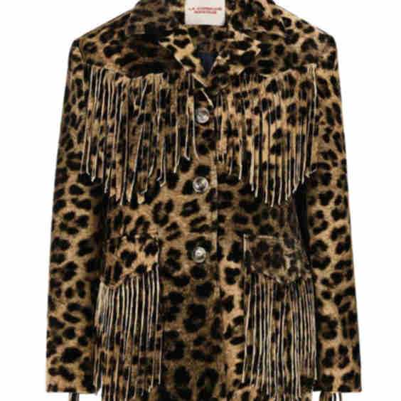 Leopard Fringed Blazer