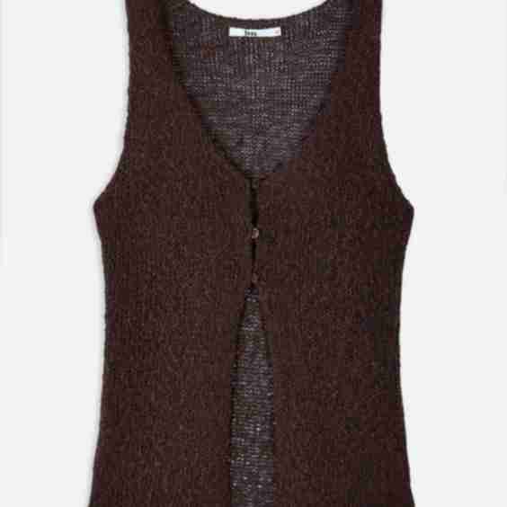 Crochet Knit V Neck Waistcoat