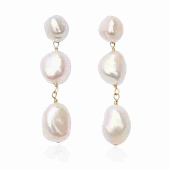 Laila Three Pearl Drop Gold Filled Earrings