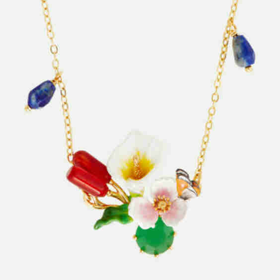 Bog Arum, Reeds and Stone Statement Necklace