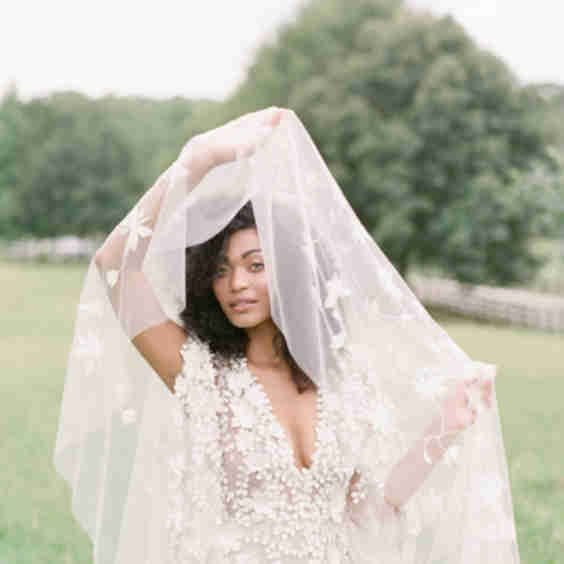 Botanical Beaded 3D Flower Veil 