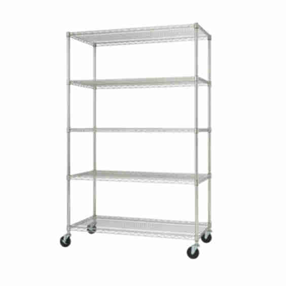 EcoStorage 5-Tier |48x24x72| Commercial Wire Shelving | NSF | w/ Wheels