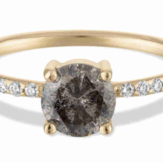 Kalmia Salt and Pepper Diamond Ring With Diamond Pavé Shank