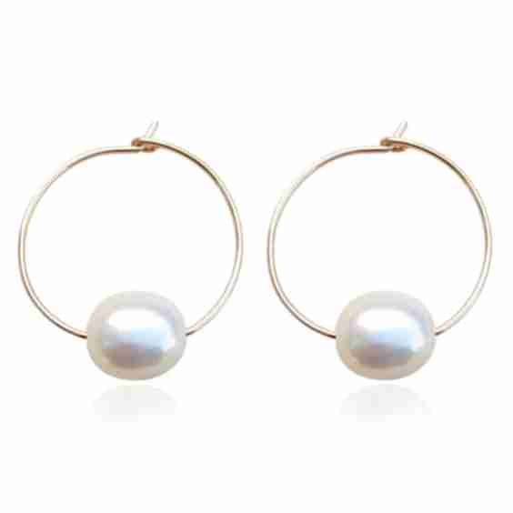 Olivia Large Pearl Wire Hoop Filled Earrings