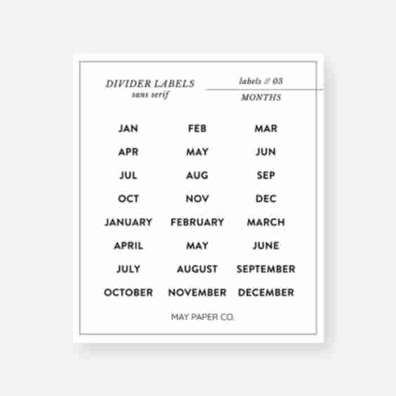 SANS SERIF Month Divider Label