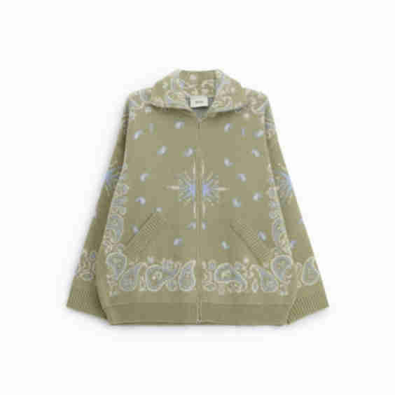 Cardigan Jacquard Zip with Polo Collar and Pockets