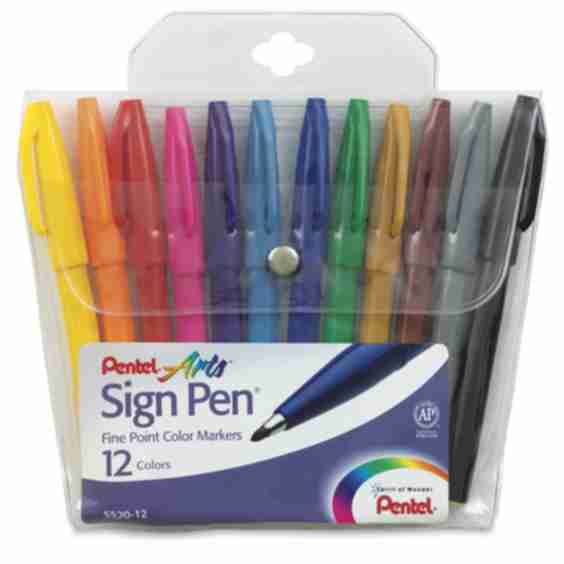 Arts Sign Pen Set of 12 Fine Tip