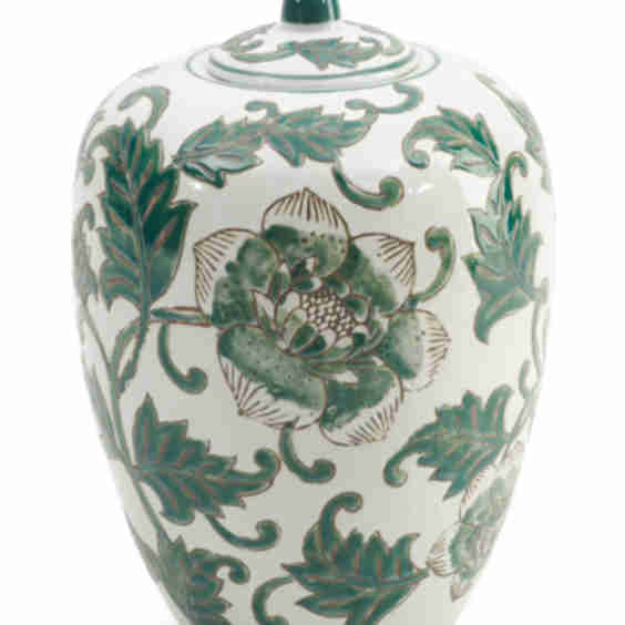 11in Ceramic Tonal Floral Jar with Lid