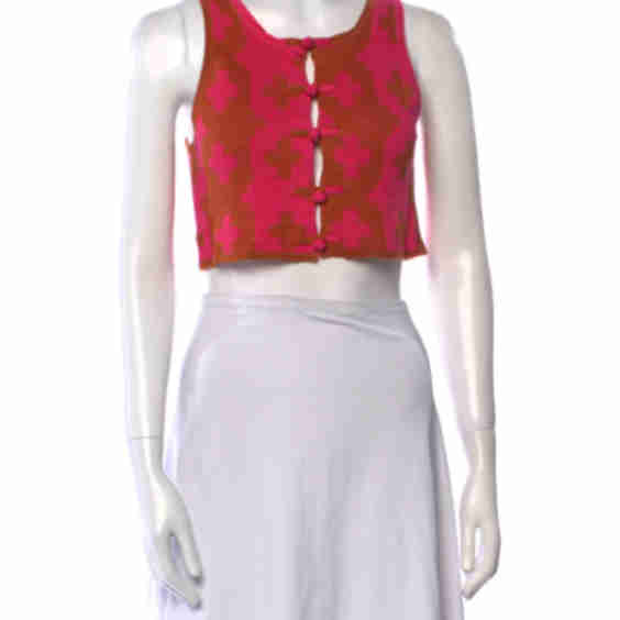 Printed Scoop Neck Crop Top (Pre-Owned)