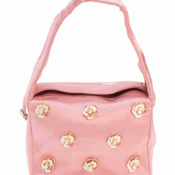 Satin Party Cinched Top Handle Bag with Rose Pins