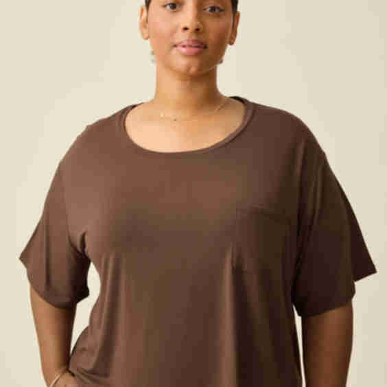 Aria Bamboo Casual Cropped Short Sleeve Top