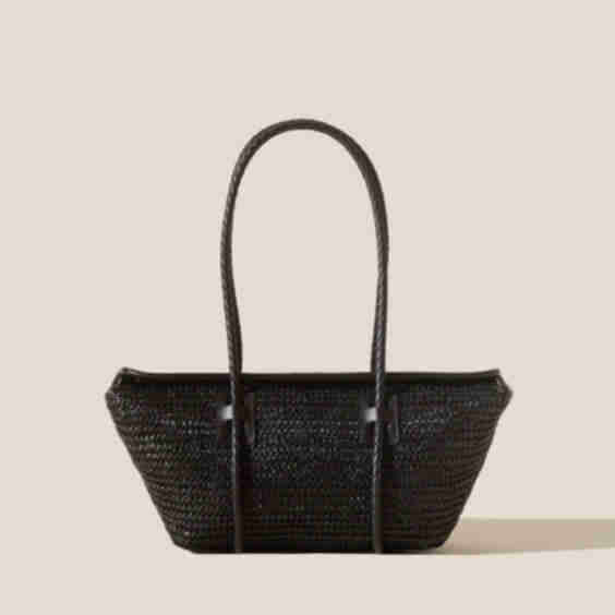 Forna Raffia Leather Framed Shoulder Bag