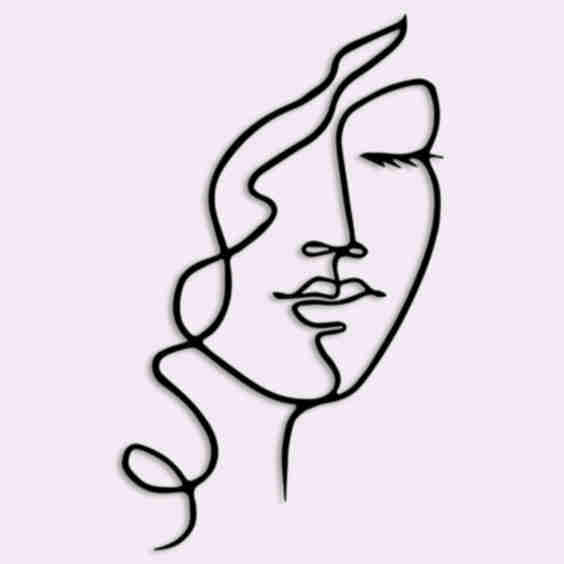 Metal Wall Decoration - Woman with Curly Hair
