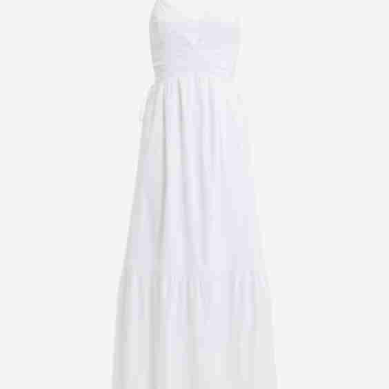 V-Neck Sleeveless Ruched Side Tie Midi Dress
