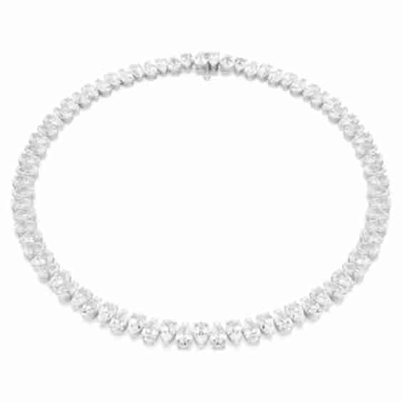 Matrix Tennis Necklace Pear Cut, Rhodium Plated