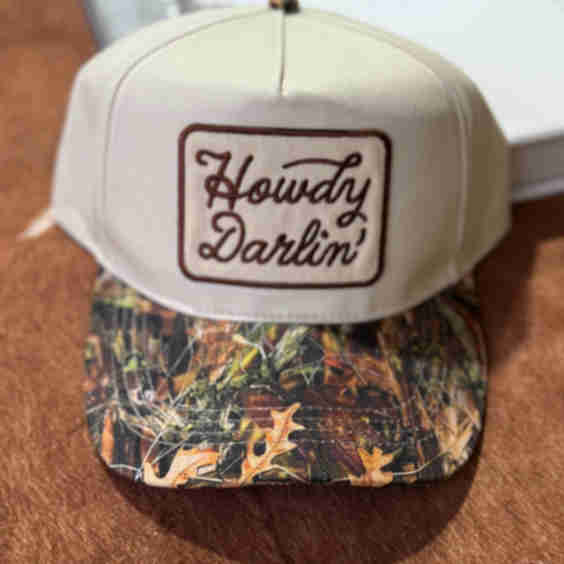Howdy Darlin' Embroidered Tree Camo Trucker Hat