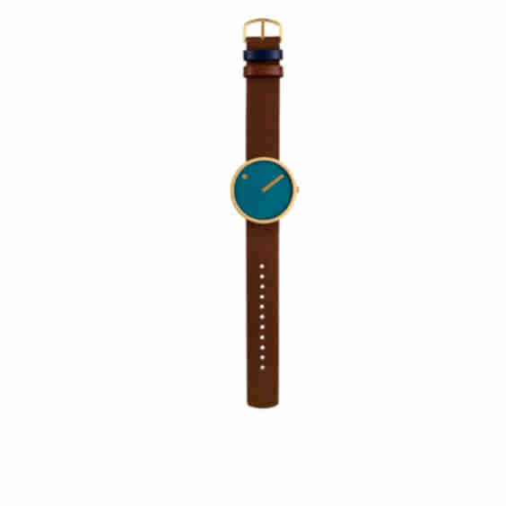 Dusty Blue Dial / Dark Brown Leather Strap 40 mm Watch