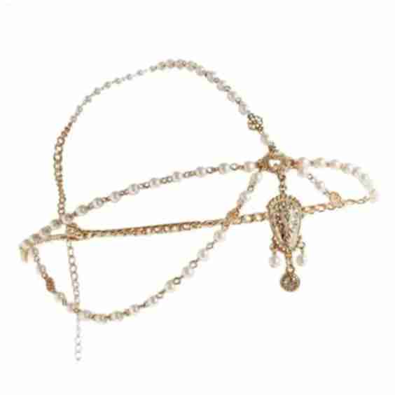 Headband with White Beads and Pendant