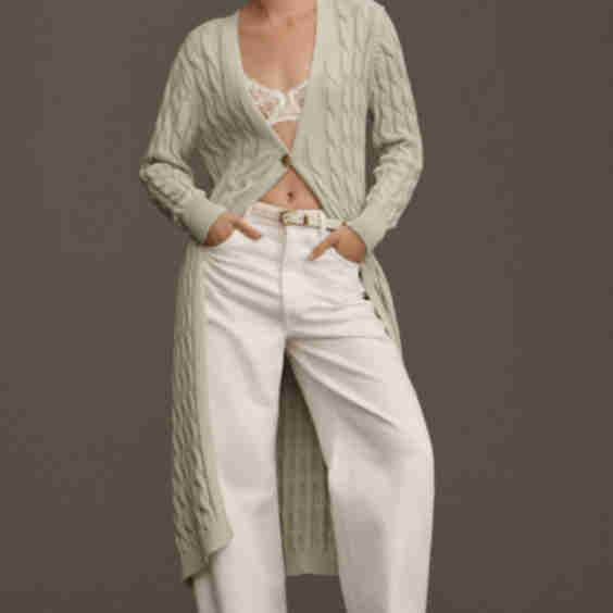 Extra-Long Cable Cardigan Sweater