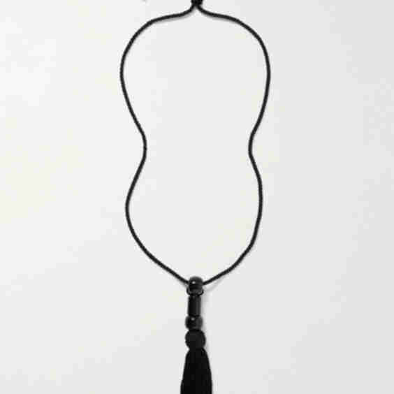 Trinity Silver, Onyx and Satin Cord Necklace