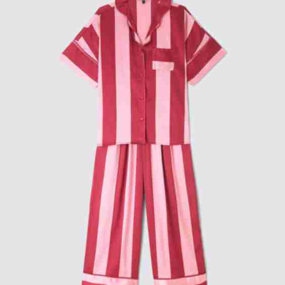 Block Stripe Satin Pyjama Set
