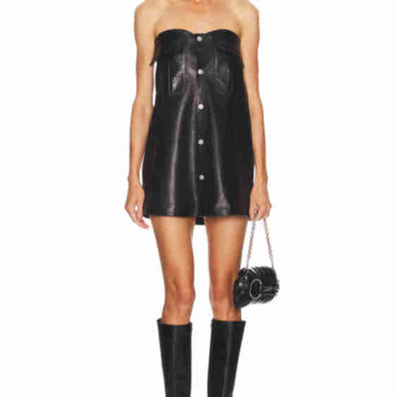 Oversize Pocket Leather Dress