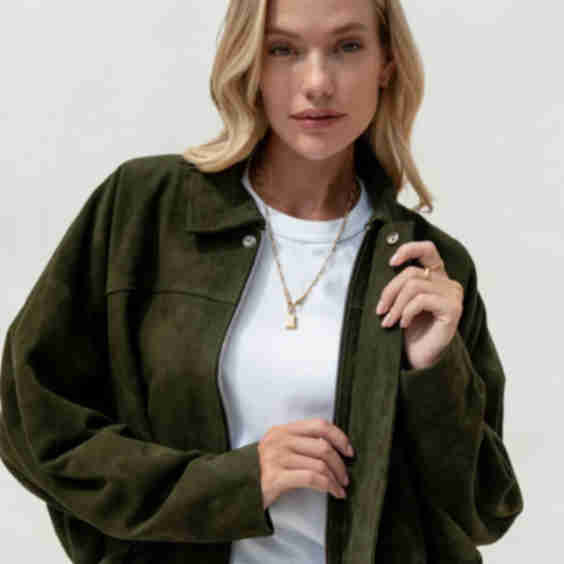 Ivy Suede Bomber Jacket