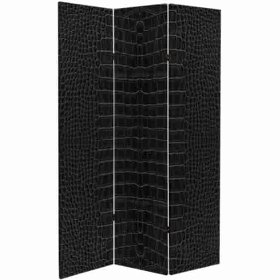 6" Double Sided Crocodile Print Canvas Room Divider