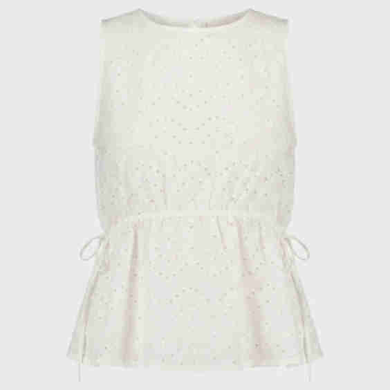 Broderie Angliase Gathered Peplum Tank