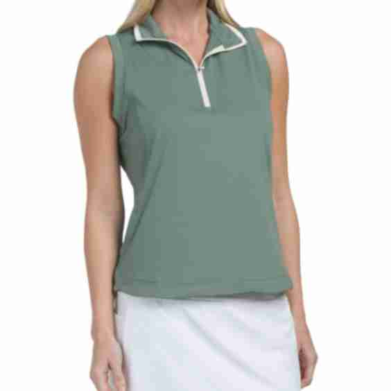Tee Off Collared Tank Top With Mesh Inserts