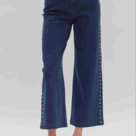 Pearl Denim High Waisted Leg Pants