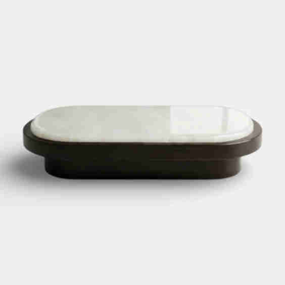 Mirage Onyx And Wood Coffee Table With Casters