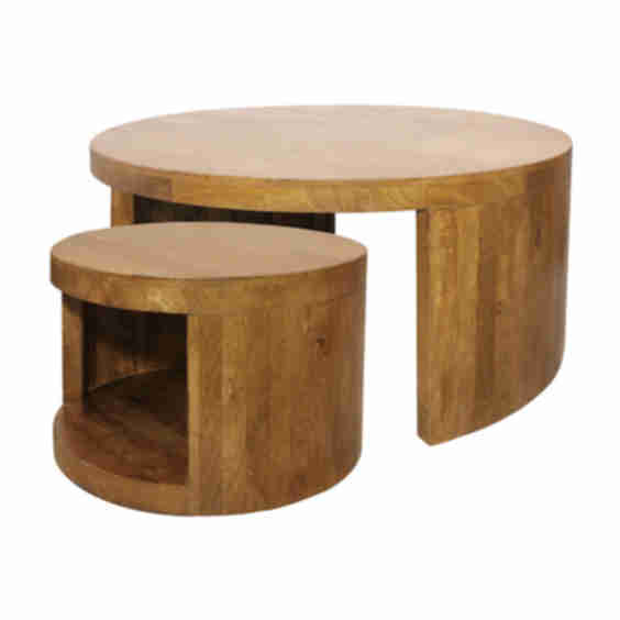 2pc Solid Wood Molly Nesting Coffee Table Set On Casters